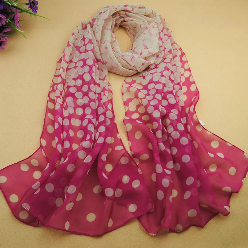Long Scarf Shawl Printed Polyester Scarf Dot Long Soft Wrap Lady Shawl Silk Chiffon Scarf Women 4