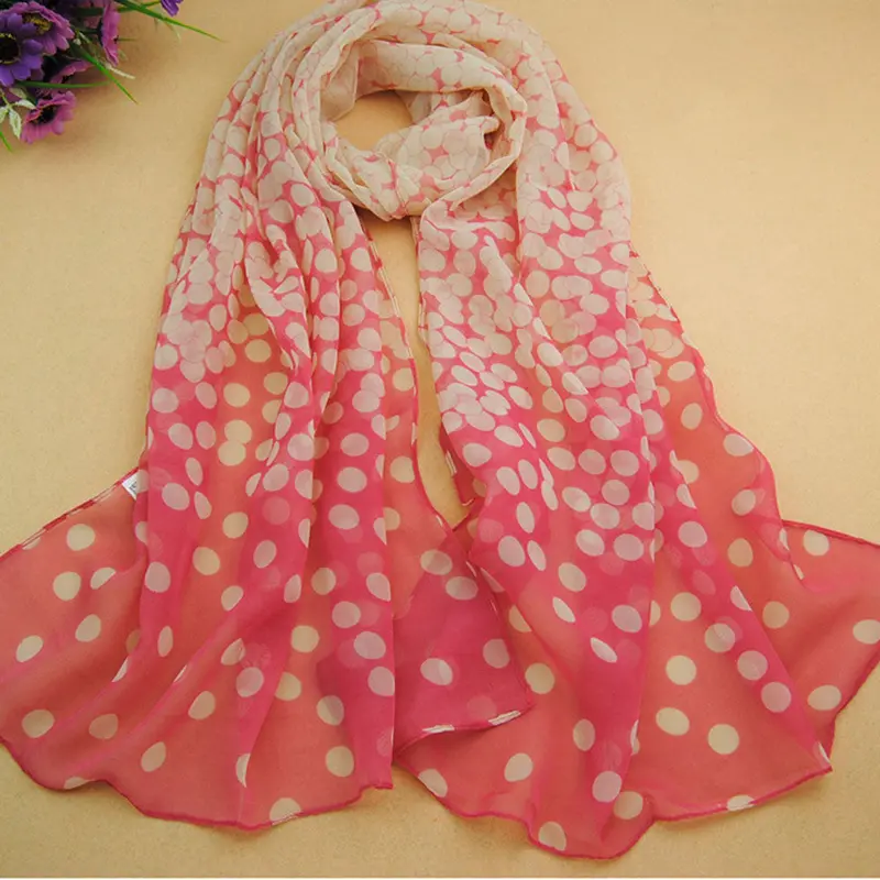 Long Scarf Shawl Printed Polyester Scarf Dot Long Soft Wrap Lady Shawl Silk Chiffon Scarf Women 6