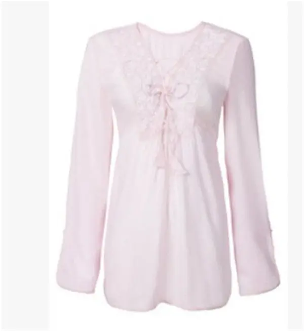 Long Sleeve Base Shirts Women Lace V Neck Hollow Chiffon Blouse Shirt Plus Size Women Tops White Chiffon Shirts 1