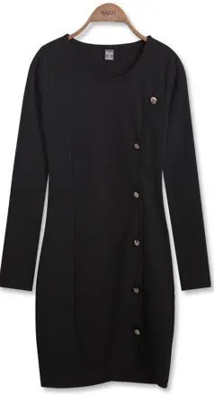 Long Sleeve Button Pattern Women Dress Plus Size O Neck Knitted Office Wear Dress Sexy Bodycon Dress Women 1