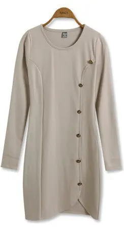 Long Sleeve Button Pattern Women Dress Plus Size O Neck Knitted Office Wear Dress Sexy Bodycon Dress Women 4