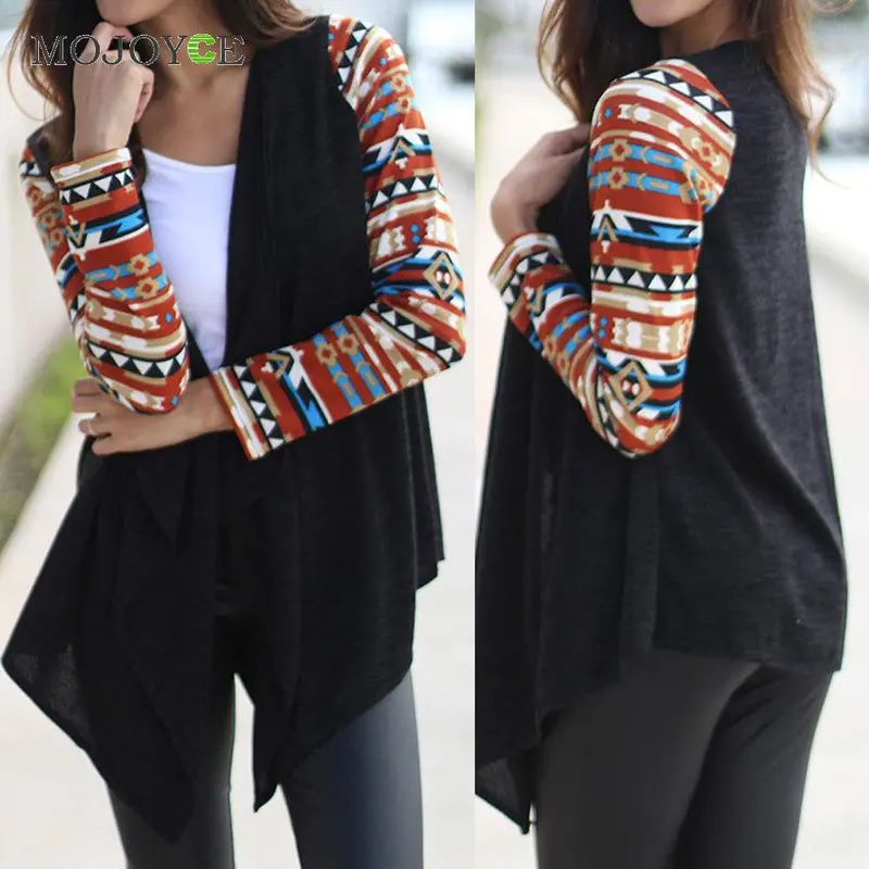 Long Sleeve Knitted Women Cardigan Loose Oversize Sweater Outwear Coat Ptrinting Poncho Cardigan Women Christmas Sweater 2