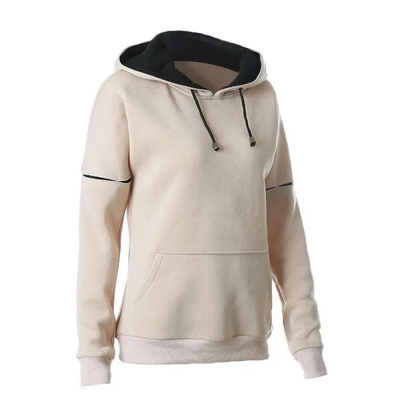 Long Sleeve O-Neck Solid Sweatshirt Hoodies Casual Loose Women Sport Style Size Hoodies Plus X0383 1
