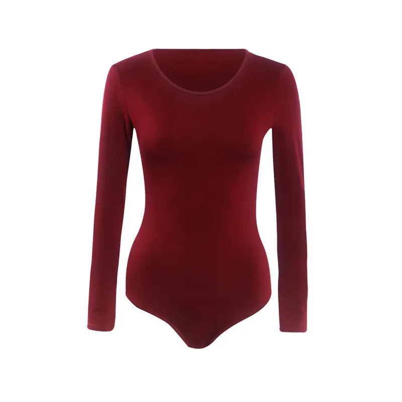 Long Sleeve Slim Bodysuit Women Sexy Stretch Leotard Tops Blouse Tshirt Slim Rompers T Shirt Short Bodysuit 1