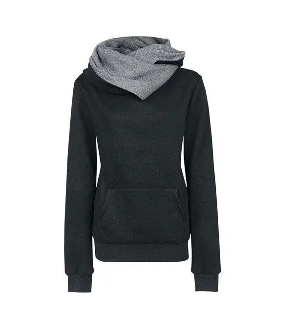 Long Sleeve Solid O-Neck Hoodies With Hat Sport Sweatshirt & Women Slim Sportwear Front Pocket X0376 1