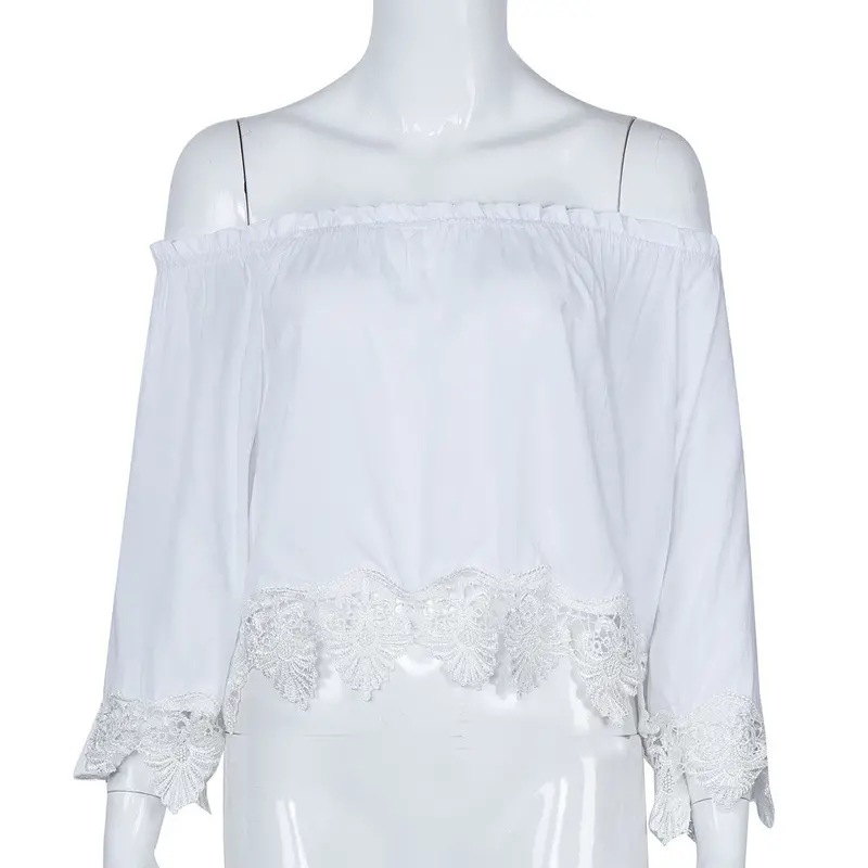 Long Sleeve Vintage Blouse Off-Shoulder Lace Shirt Blusas Feminino Ladies Blouses Womens Top White Blouse Girl's Top Blouse 4