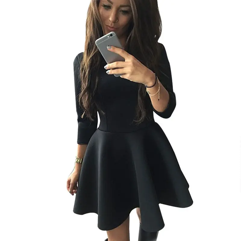 Long Sleeve Women Dress Slim A-Line Party Dresses Vestidos Elegant Dress Big Size Mini Dresses 1