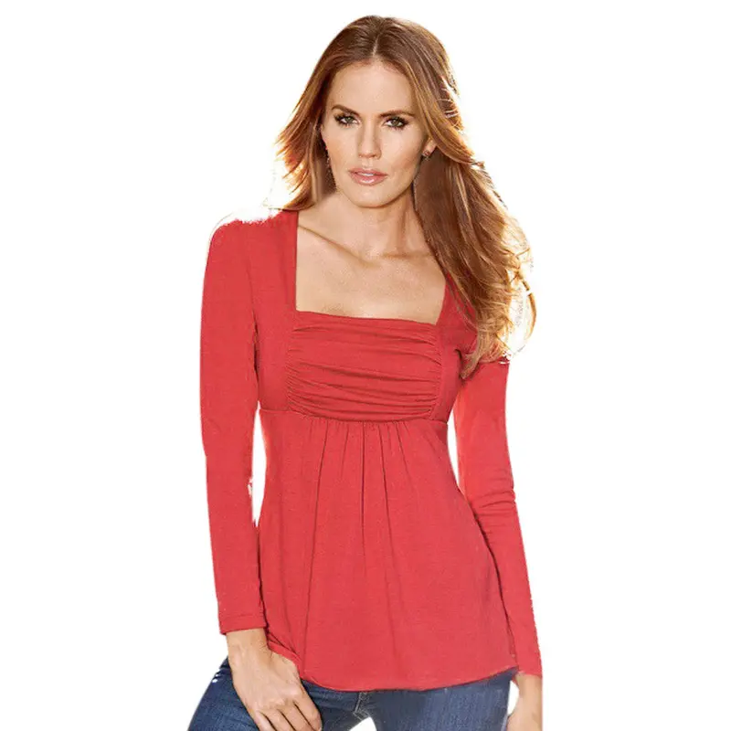 Long Sleeve Women Ladies Blouse Cotton Blend Sexy Casual Shirt Plus Size Women Loose Tops Blusas Blouse Pure Color Shirt Top 4