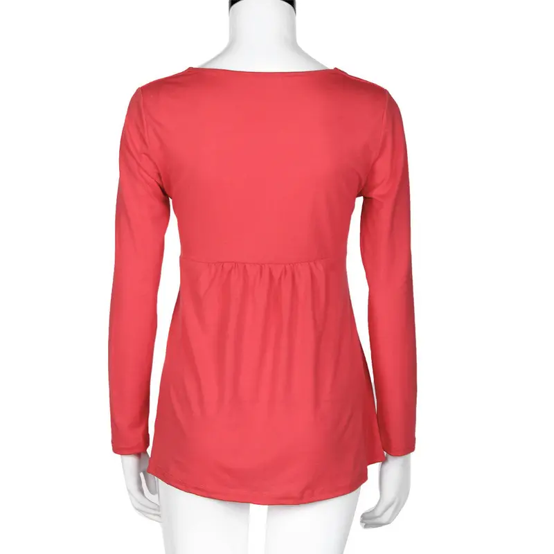 Long Sleeve Women Ladies Blouse Cotton Blend Sexy Casual Shirt Plus Size Women Loose Tops Blusas Blouse Pure Color Shirt Top 7