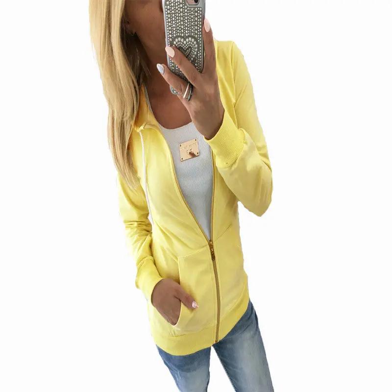 Long Sleeve Zipper Up Casual Hoodies Sweatshirts Women Cotton Sweatshirts Jacket Leisure Coat 5