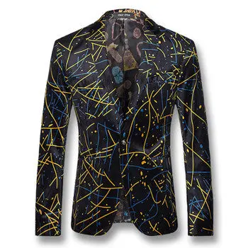 Long Sleeved Floral Blazers Jackets Coats Dress Suits Casual Slim Fit Single Button Style Notched Lapel Blazers 1