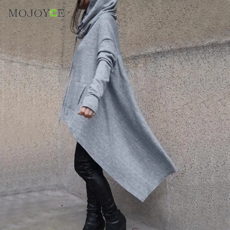 Long Style Women Pullover Hoodies Loose Sweatershirt Women Coat Jumper Rib Fabric Gray Hoodies Women Plus Size 3