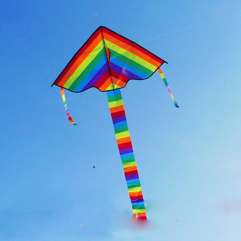 Long Tail Nylon Rainbow Kite Outdoor Foldable Children's Kite Stunt Kite Surf Out Control Bar Line 1