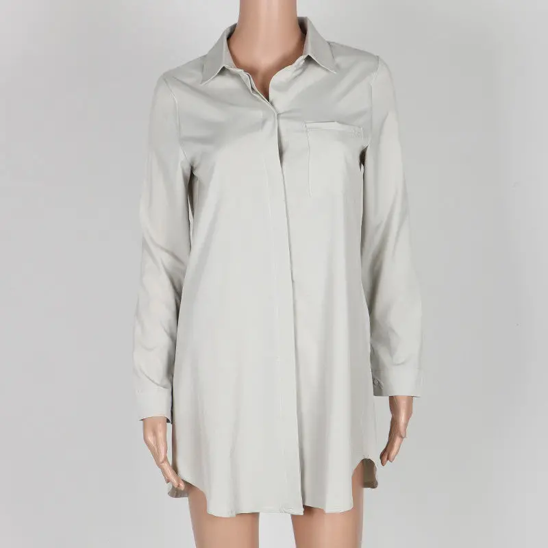 Long Women Shirts Plus Size Tops Sexy Long Sleeve Chiffon Blouse Shirt Office Lady Turn-Down Collar Shirt 3