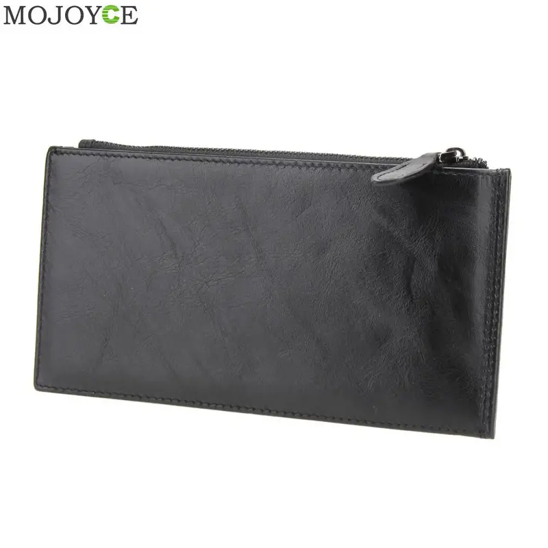 Long Zipper Cow Leather Wallet Purse Detachable Card Slots Pocket Genuine Leather Long Slim Men's Wallets Cow Leather Purses 1