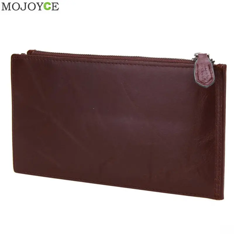 Long Zipper Cow Leather Wallet Purse Detachable Card Slots Pocket Genuine Leather Long Slim Men's Wallets Cow Leather Purses 2