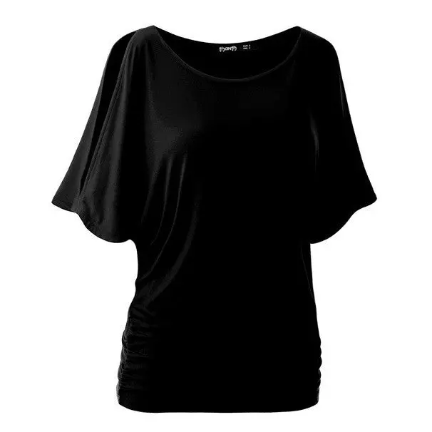 Loose Bat Sleeve Short T-Shirt Casual Slim Topso-Neck Short T Shirts S-Xxl 7 Colors Tees 1