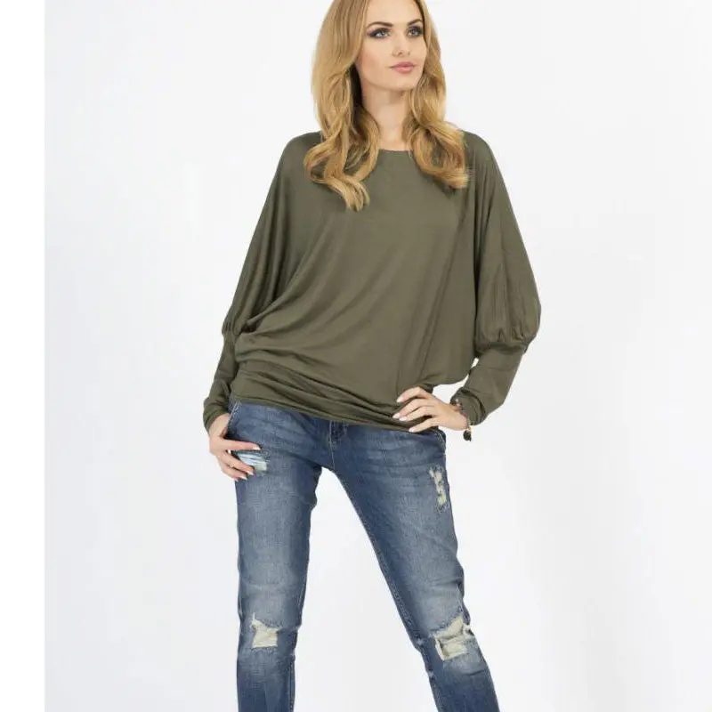 Loose Casual T Shirts Women Oversized Batwing Long Sleeve Basic T Shirt Women Tops Fall Plus Size Women Clothing Sexy T Shirt 1