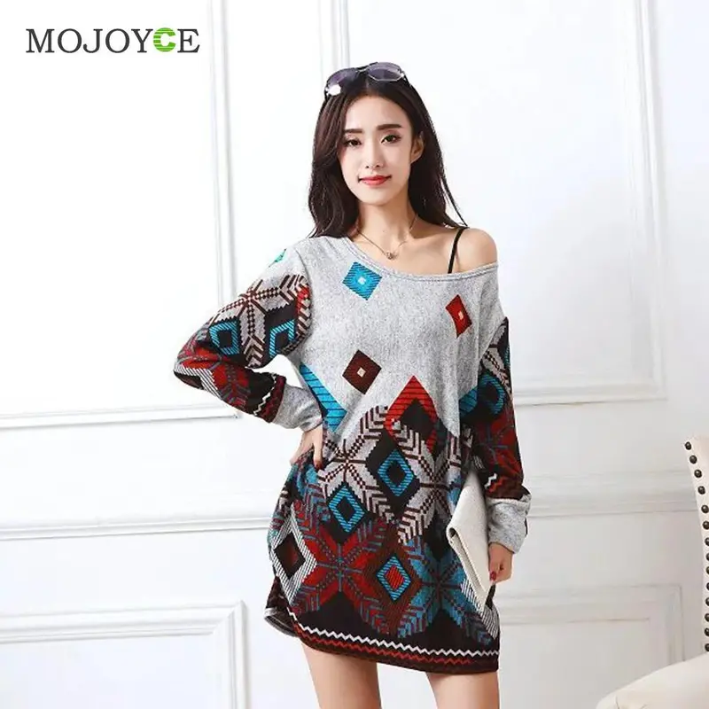 Loose Knitted Cotton Long Tee Shirt Women New Colorful Print Blusa Plus Size Long-Sleeved Shirt Crop Top Women Tops 4