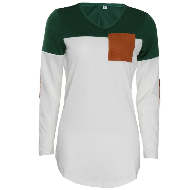 Loose Women's Tee Shirt Long Sleeve Tshirt Patched Casual Women Tops Long Irregular T Shirts For Women 1