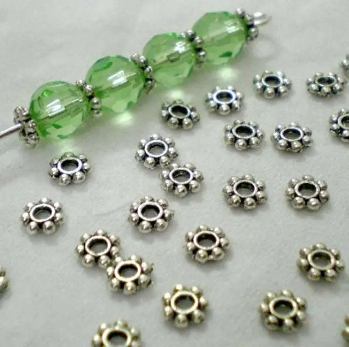 Lots 200Pcs Tibetan Silver Daisy Spacer Metal Beads 4Mm Jewelry Making & 2