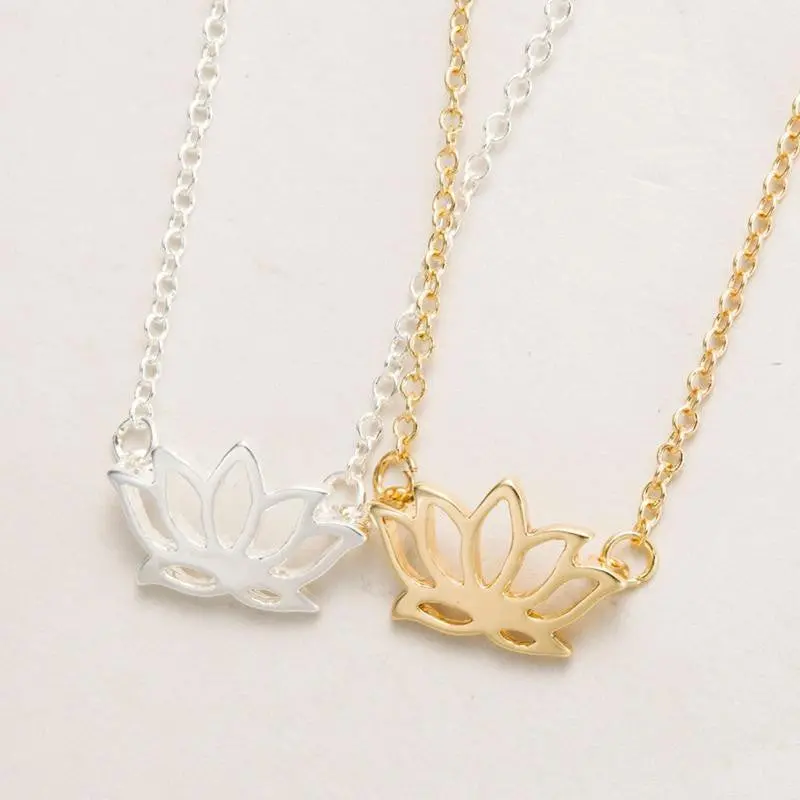 Lotus Necklaces Flower Pendant Necklace In Gold Best Gift 30Pcs-N022 1
