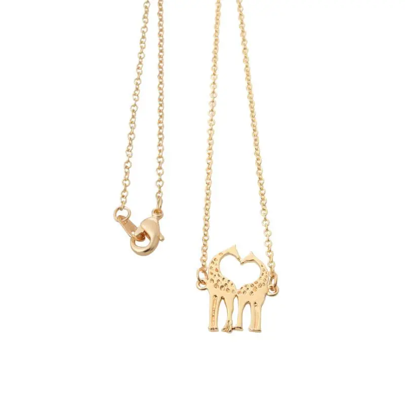 Love Giraffes Necklace Pendants In Gold Simple Animal Necklaces 30Pcs-N002 2