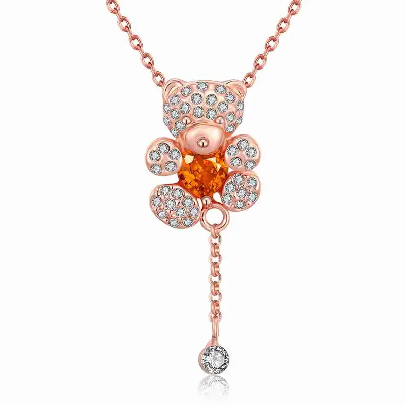 Lovely 18K Gold Plated Necklaces Crystal Bear Flat Maxi Colar Collier Plastron 1