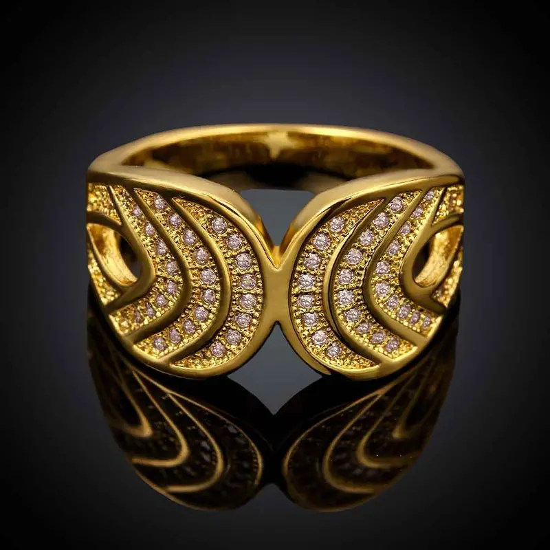 Lovely 18K Real Gold Plated Rings Carved Buckle Bague Femme Ruby Jewelry3 8 1