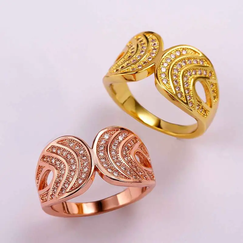 Lovely 18K Real Gold Plated Rings Carved Buckle Bague Femme Ruby Jewelry3 8 6