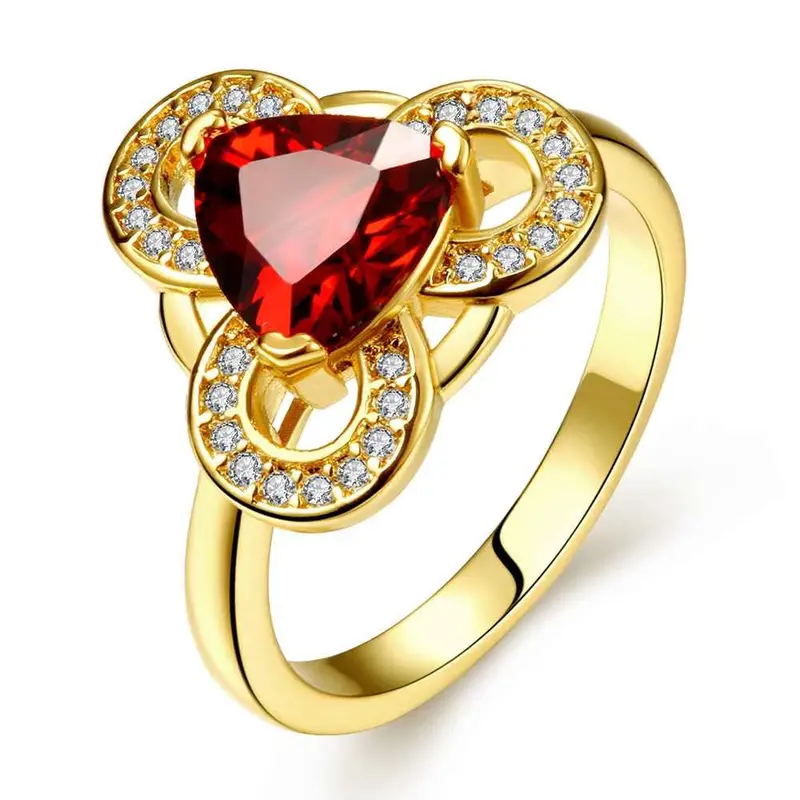 Lovely 18K Real Gold Plated Wedding Ring Crystal Triangle Round Ring Men Charms16 1