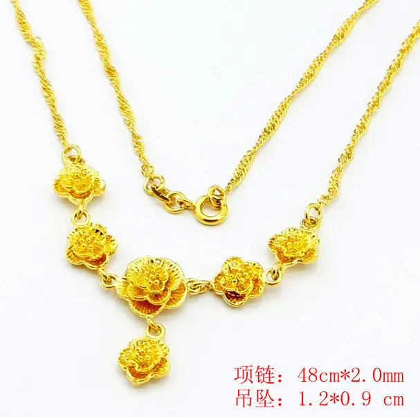 Lovely 24K Gold Plated Pendant Necklace Rose Collier Femme Diy Yhdn  6 1