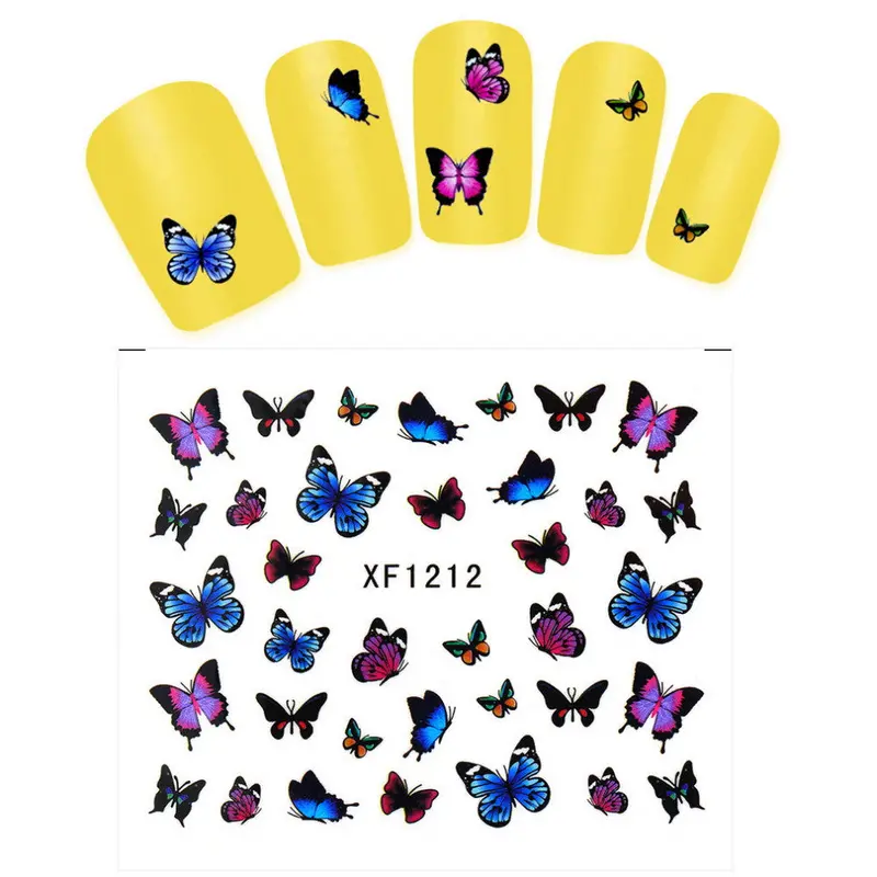 Lovely 3D Glitter Butterfly Water Transfer Stickers For Nail Decorationcute Shining Nail Art For Girls 1