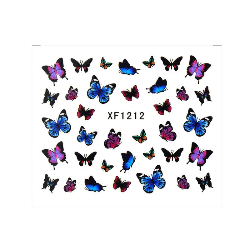 Lovely 3D Glitter Butterfly Water Transfer Stickers For Nail Decorationcute Shining Nail Art For Girls 2