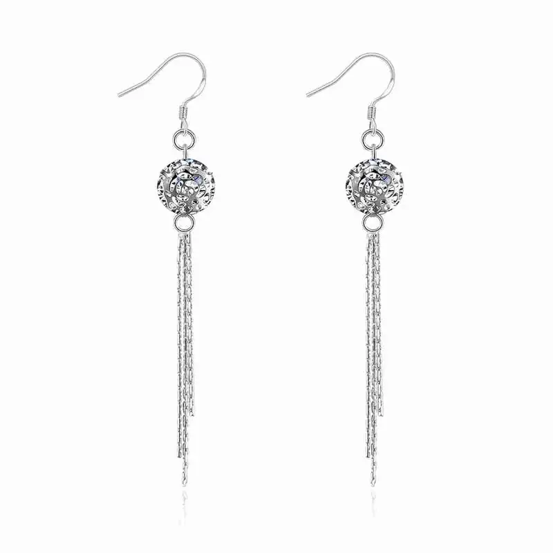 Lovely 925 Sterling Silver Earings Rose Stone Drop Cuff Costume Jewellery 332 1