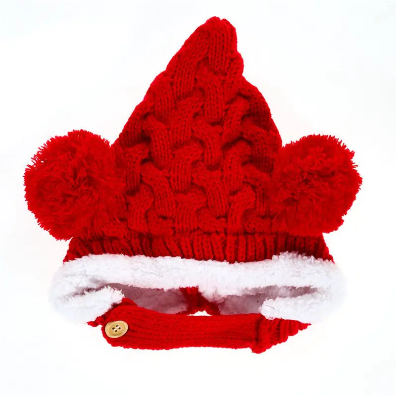Lovely Baby Girl Hat Warm Boy Dual Balls Ear Wool Knit Beanie Cap 1