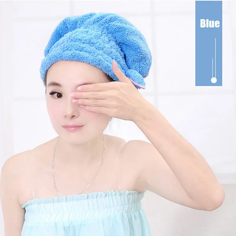 Lovely Bowknot Coral Vevet Strong Water Absorption Hair Dry Shower Bath Caps/Hats 69847 1