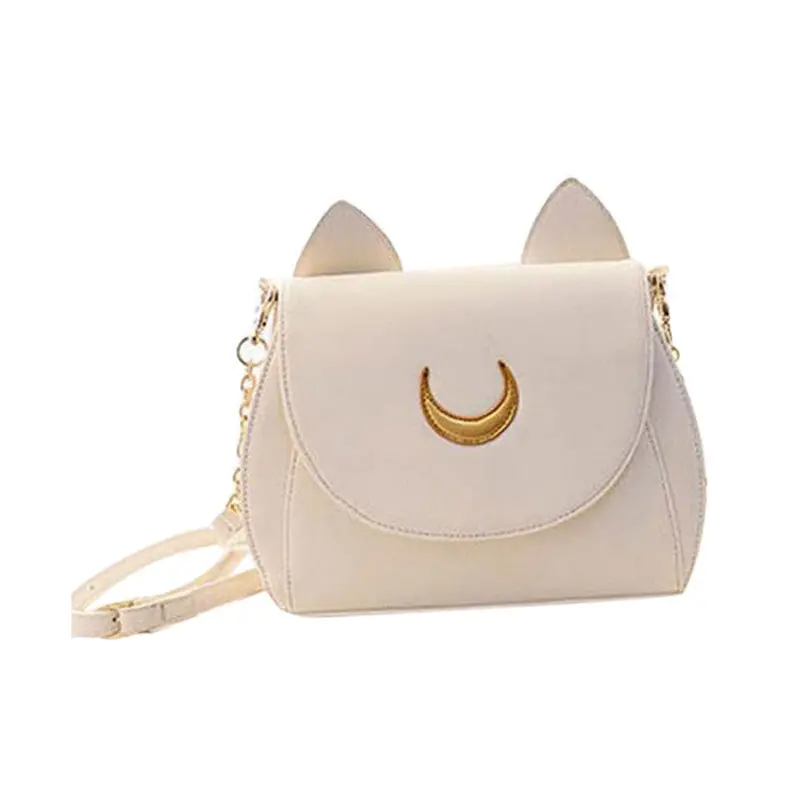 Lovely Cute Sailor Moon Women Shoulder Bag Ladies Cat Ears Luna Leather Chain Hbag Tote Purse Wallet Crossbody Messenger 2