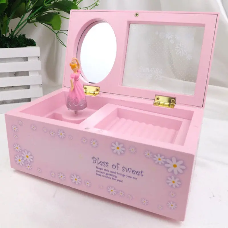 Lovely Girl Music Box Children Musical Jewellery Box Rectangle With Romantic Ballerina 76024 2