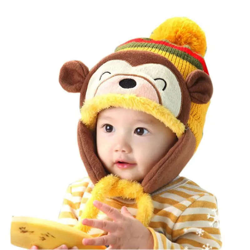 Lovely Kids Baby Hat Fashion Warm Kid Baby Girl Boy Ear Thick Knit Beanie Cap Hat Baby Beanies Accessories 1