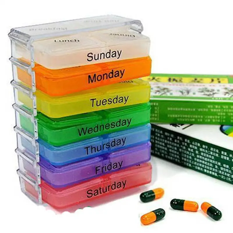Lovely Medicine Weekly Pill Case Tablet Sorter Storage Box Container Case Organizer Plastic 7 Day Pill Box 1