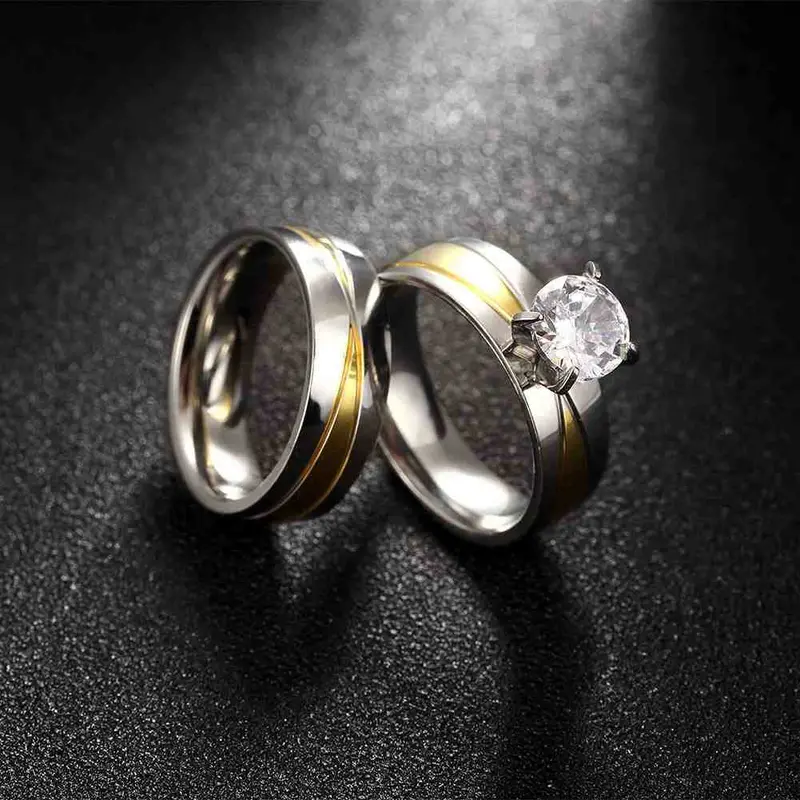 Lovely Men's Titanium Steel Engagement Rings Change The Rose Anel Bijoux134 8