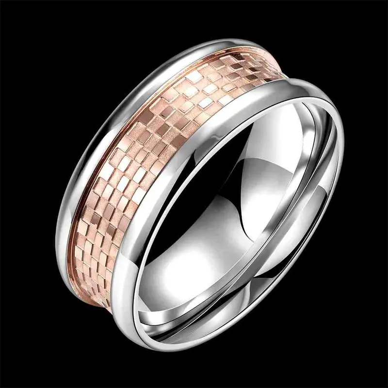 Lovely Men's Titanium Steel Wedding Ring Circular Mosaic Ring Men Gift For Her Tsgr 95 2