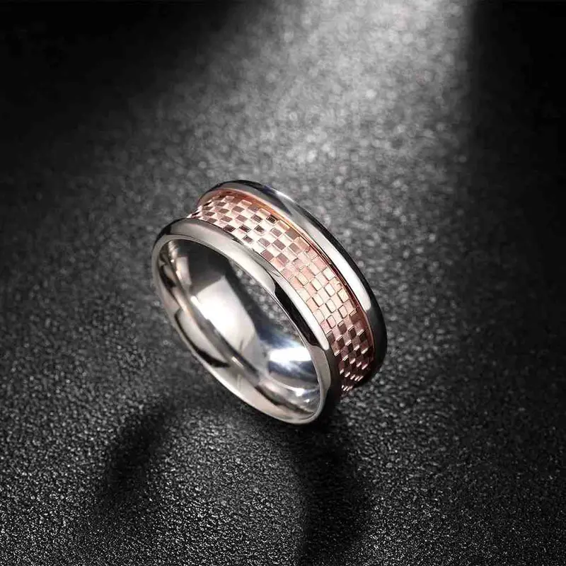 Lovely Men's Titanium Steel Wedding Ring Circular Mosaic Ring Men Gift For Her Tsgr 95 4