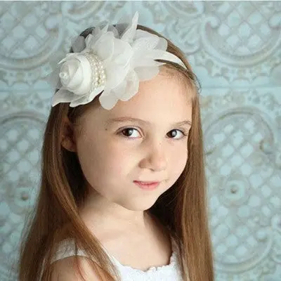 Lovely Rhinestone Headwear Unusual Angel Girls Baby Pearl Flowers Hairband Head Bands 1