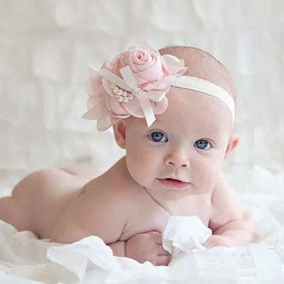 Lovely Rhinestone Headwear Unusual Angel Girls Baby Pearl Flowers Hairband Head Bands 2