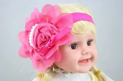 Lovely Rhinestone Headwear Unusual Angel Girls Baby Pearl Flowers Hairband Head Bands 3