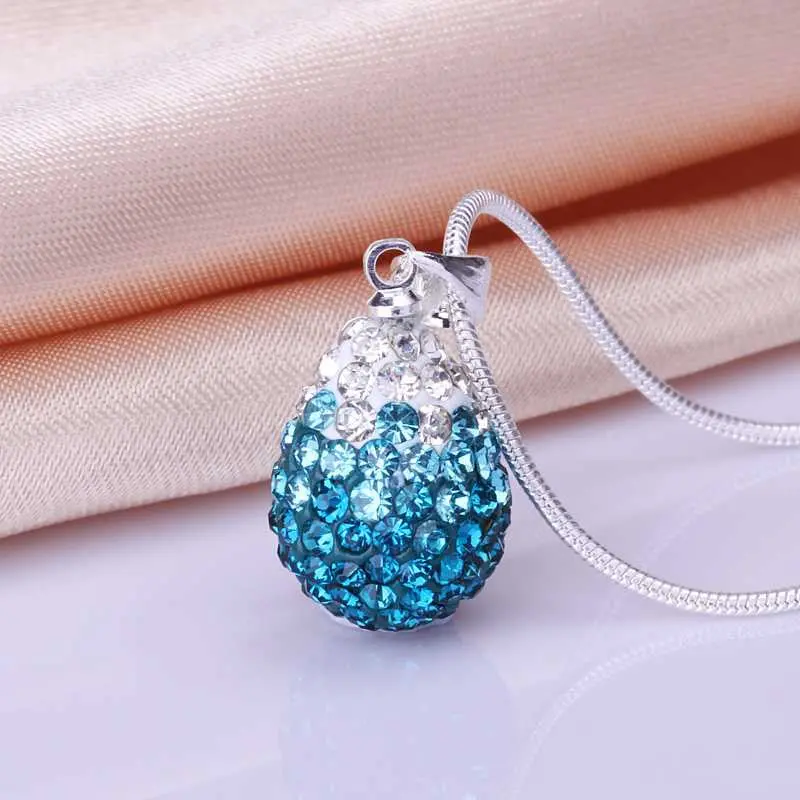 Lovely Shamballa Collar Necklace Blue Crystal Patek 2