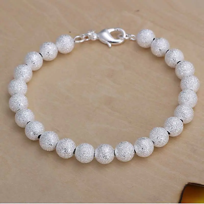 Lovely Silver Bracelets 8M Sand Bead Pulsera Bijouterie Hbh 3 3