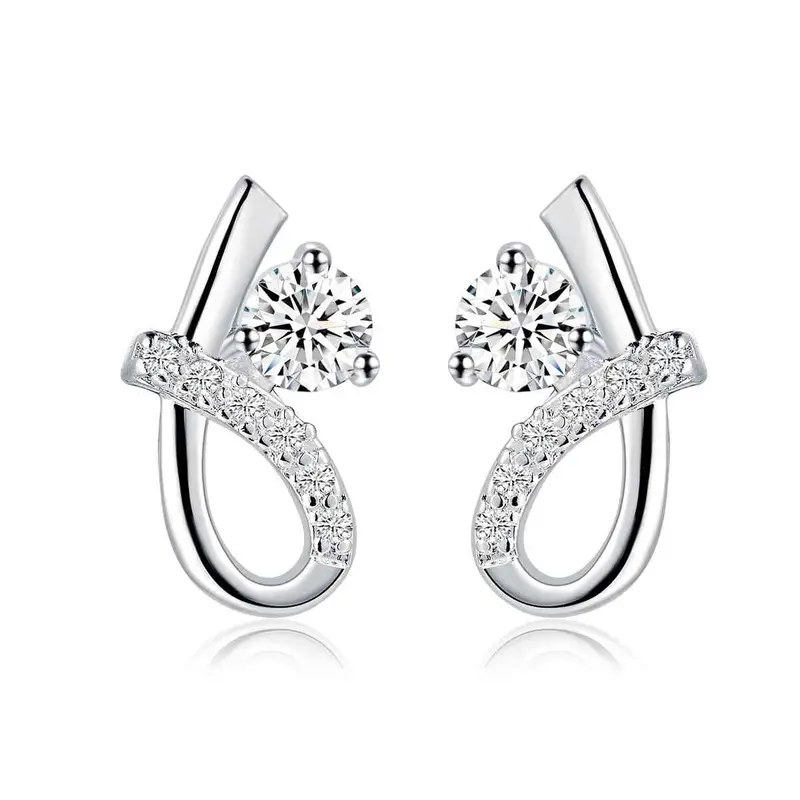 Lovely Silver Clip On Earrings S Shape Blue Stone Stud Pendientes Jewelry Display 2 2